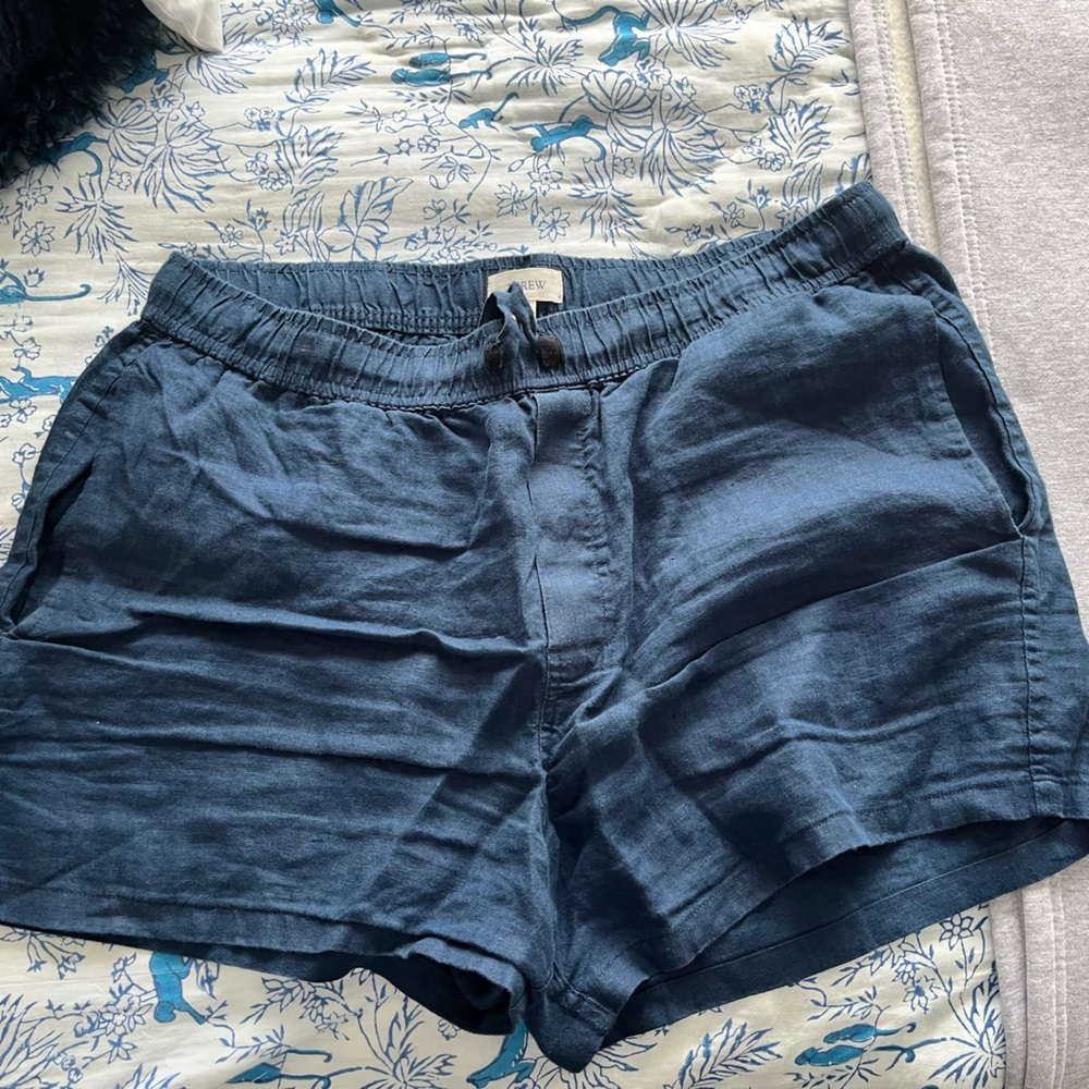 J crew linen shorts navy blue barely worn size large